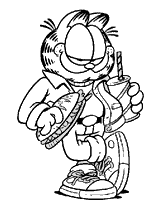 coloriage garfield mange un sandwich